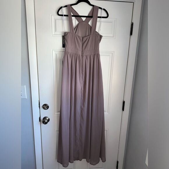 NWT Lulus Maxi Dress purple Taupe Formal Air Of Romance Halter A-Line size m - Picture 6 of 8